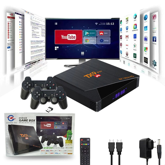 TV Box Game Smart TX9 PRO Android 12.0 Reproductor multimedia + 2 joysticks 128G TV Consola de videojuegos